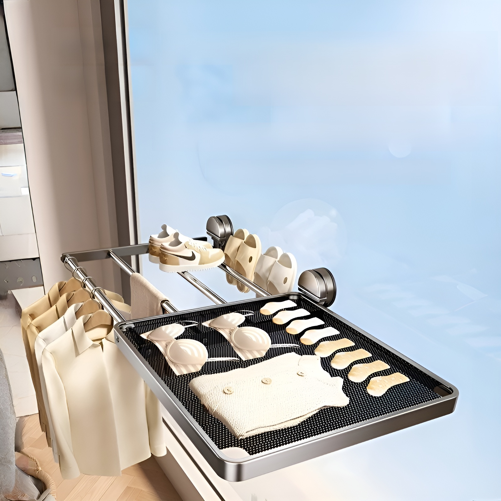 Ideal para pisos de alquiler - Tendedero interior adhesivo para ventana