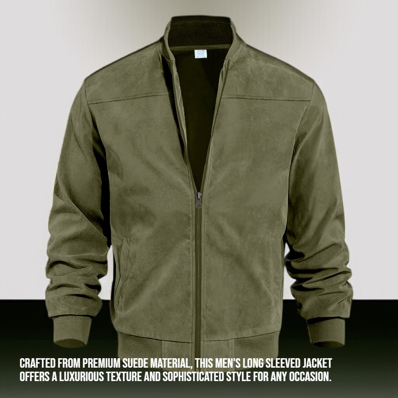 Men's suede long sleeved jacket