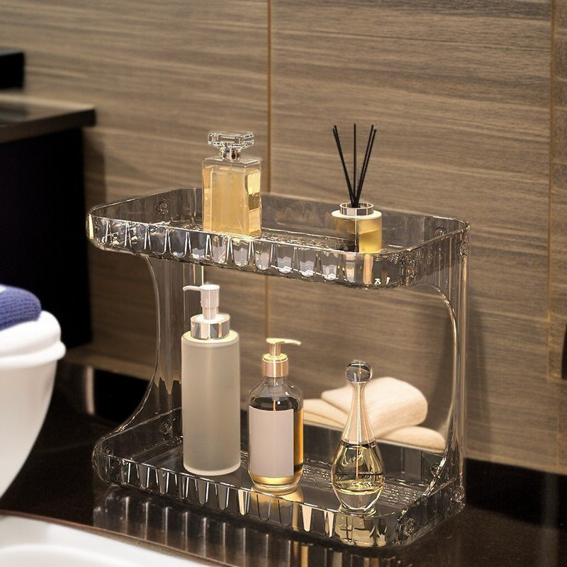 Modern Double-Tier Vanity Shelf for Bathroom – Skincare & Makeup Organizer