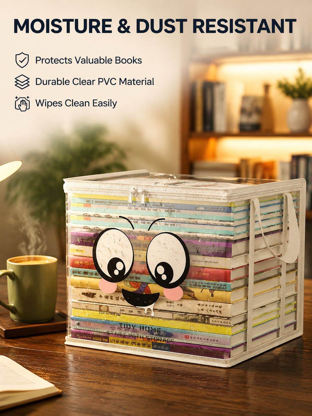 Transparent Dustproof Book Storage Bag Desktop Bookshelf Organizer