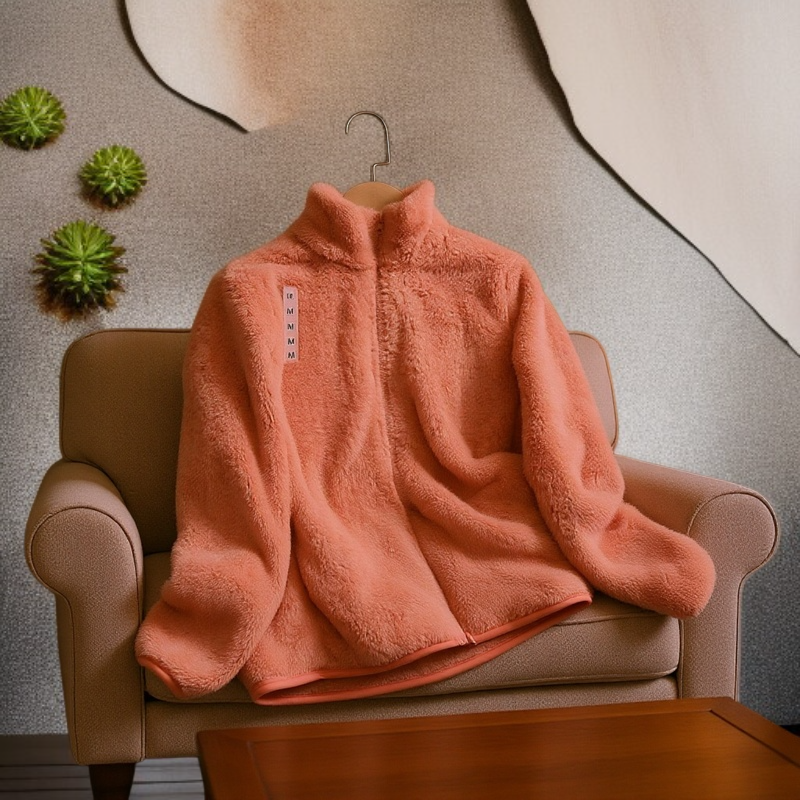 【Brelia-jp】男女兼用両面ロングフリース裏地コート、秋冬スタイル、コーラルフリースの裏地付きフリースジャケット、暖かくて厚みがあります。