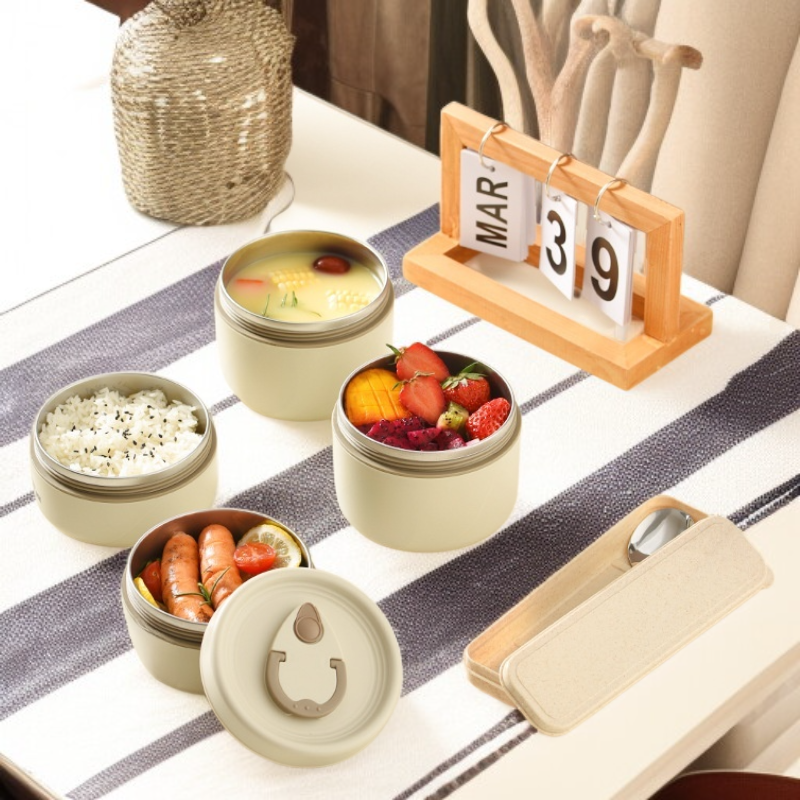  Caja de almuerzo aislada de estilo japonés para oficina, con tapa y tazón de sopa portátil