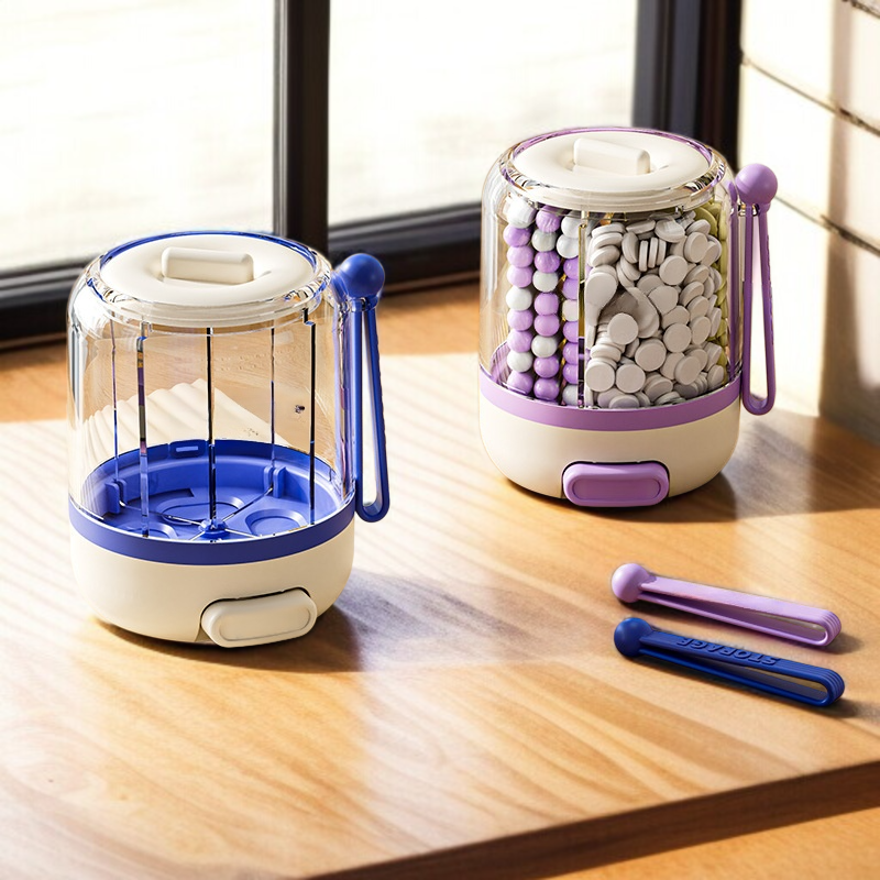 압착식 휴대용 분약통 1일 3식 7일 칸 원형 약품 소분함