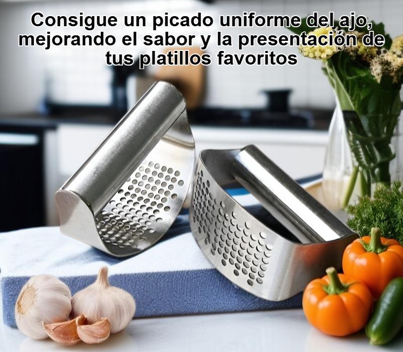 Picador de ajo manual con dientes de acero inoxidable