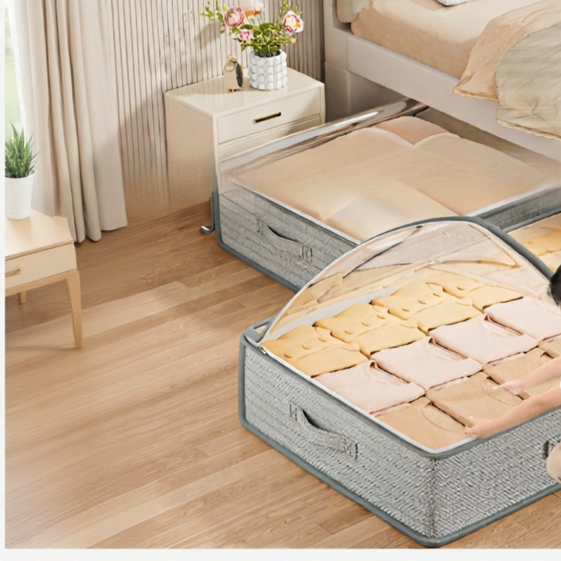 引き出し式収納ボックス ベッド下スペース有効活用