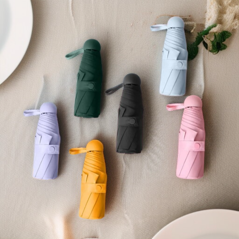  Pocket-Sized Black Coated Capsule Umbrella