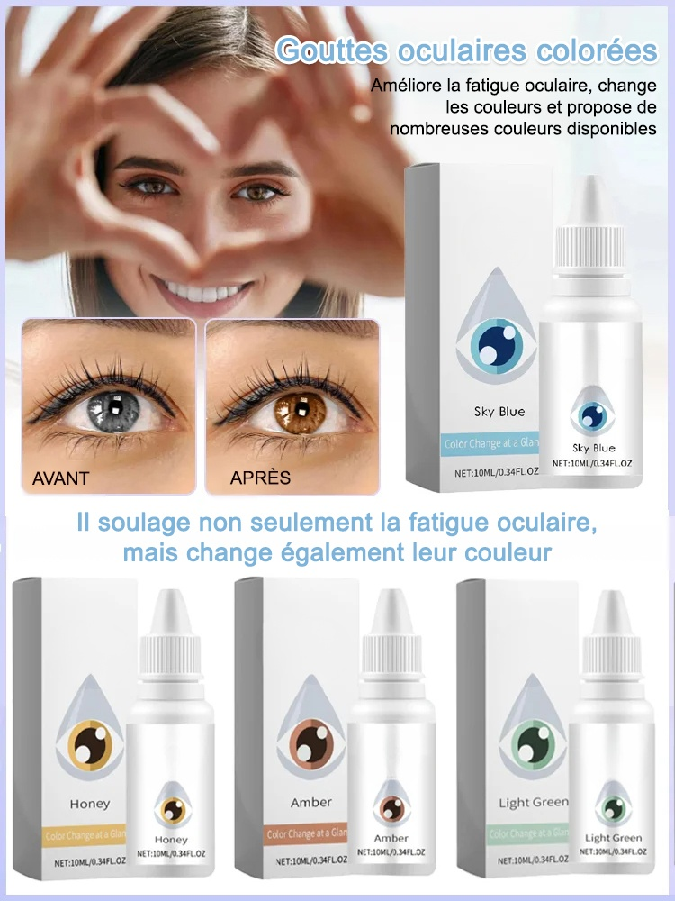 Gouttes oculaires colorées pour soulager la fatigue oculaire
