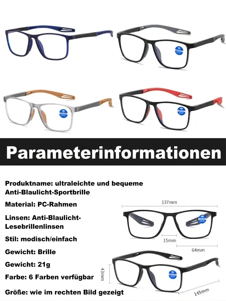 【Eine Brille für das ganze Leben!】Ultraleichte und bequeme Anti-Blaulicht-Brille für Presbyopie