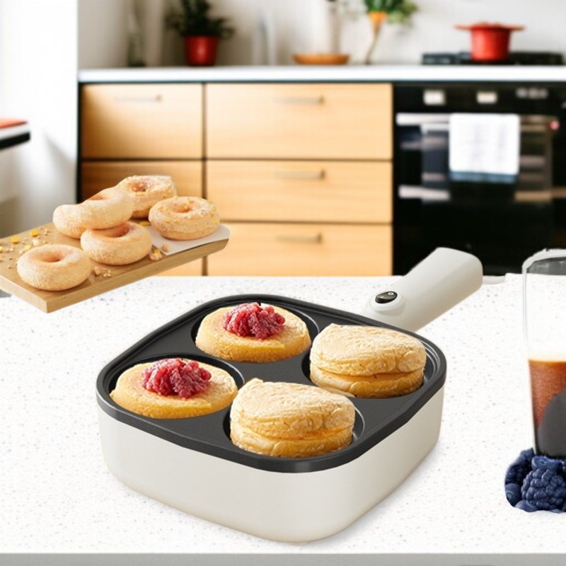 가정용 휴대용 햄버거 냄비 4홀 오믈렛 플러그인 아침식사용 계란후라이 버거기