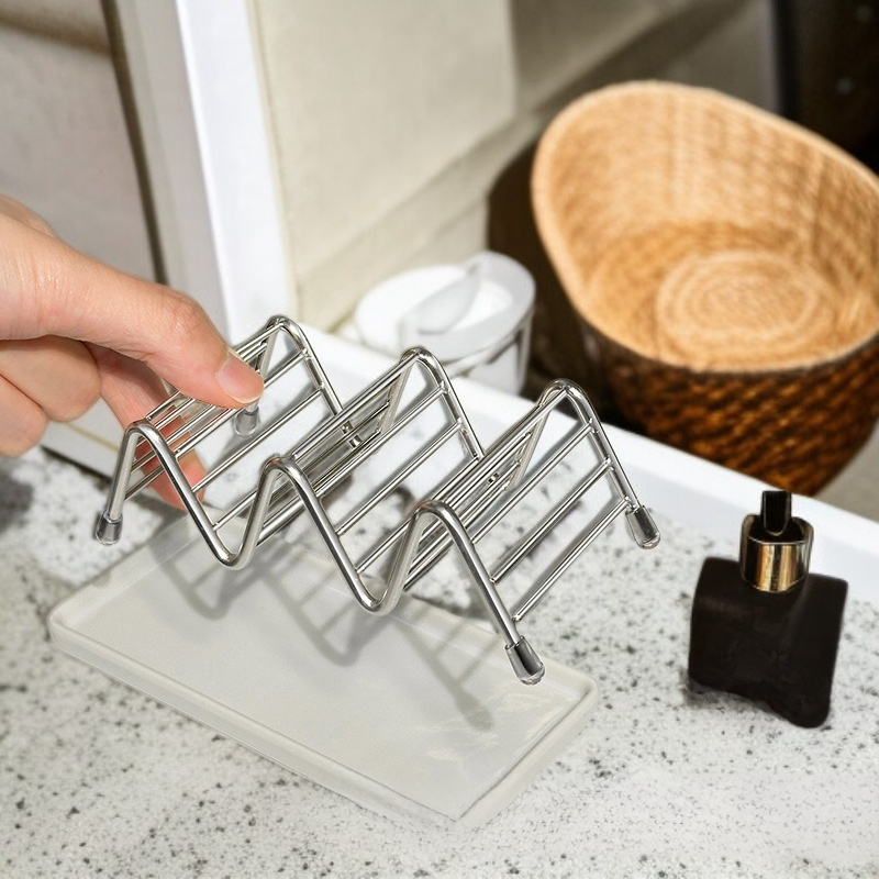 Porte-savon égouttoir en acier inoxydable pour salle de bain avec étagère de lavage à la main