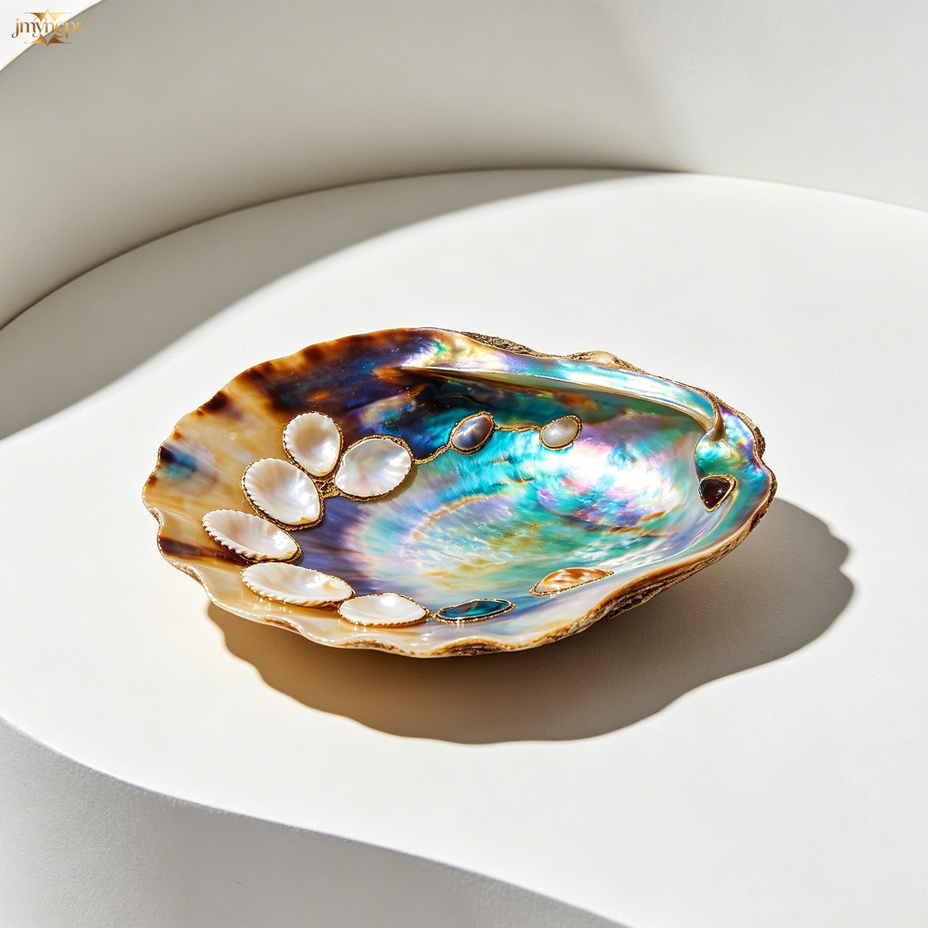 Natural Shell Inlay Decorative Plates (Set of 2)