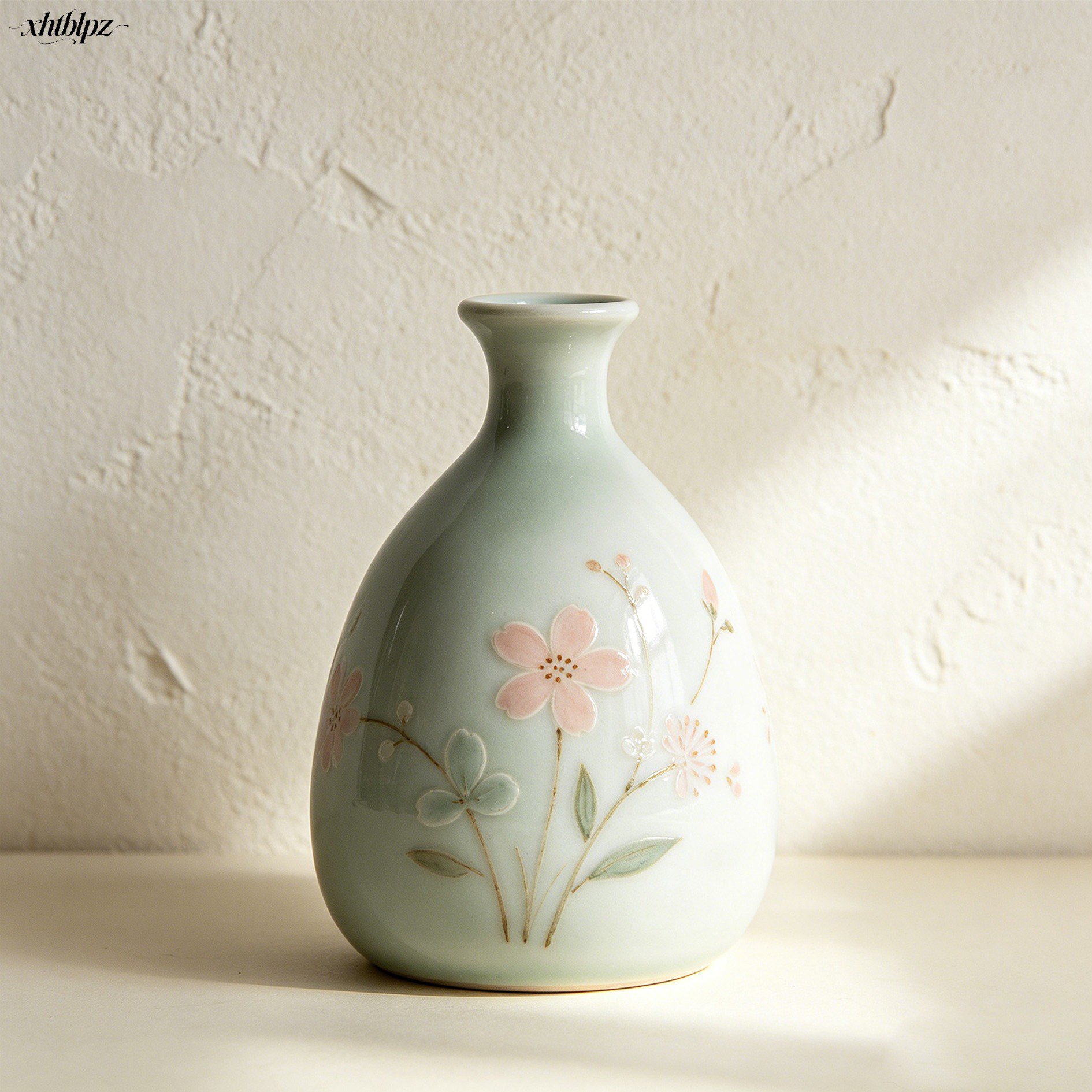 青磁の桜模様ミニチュア花瓶3個セット｜和風インテリア小物