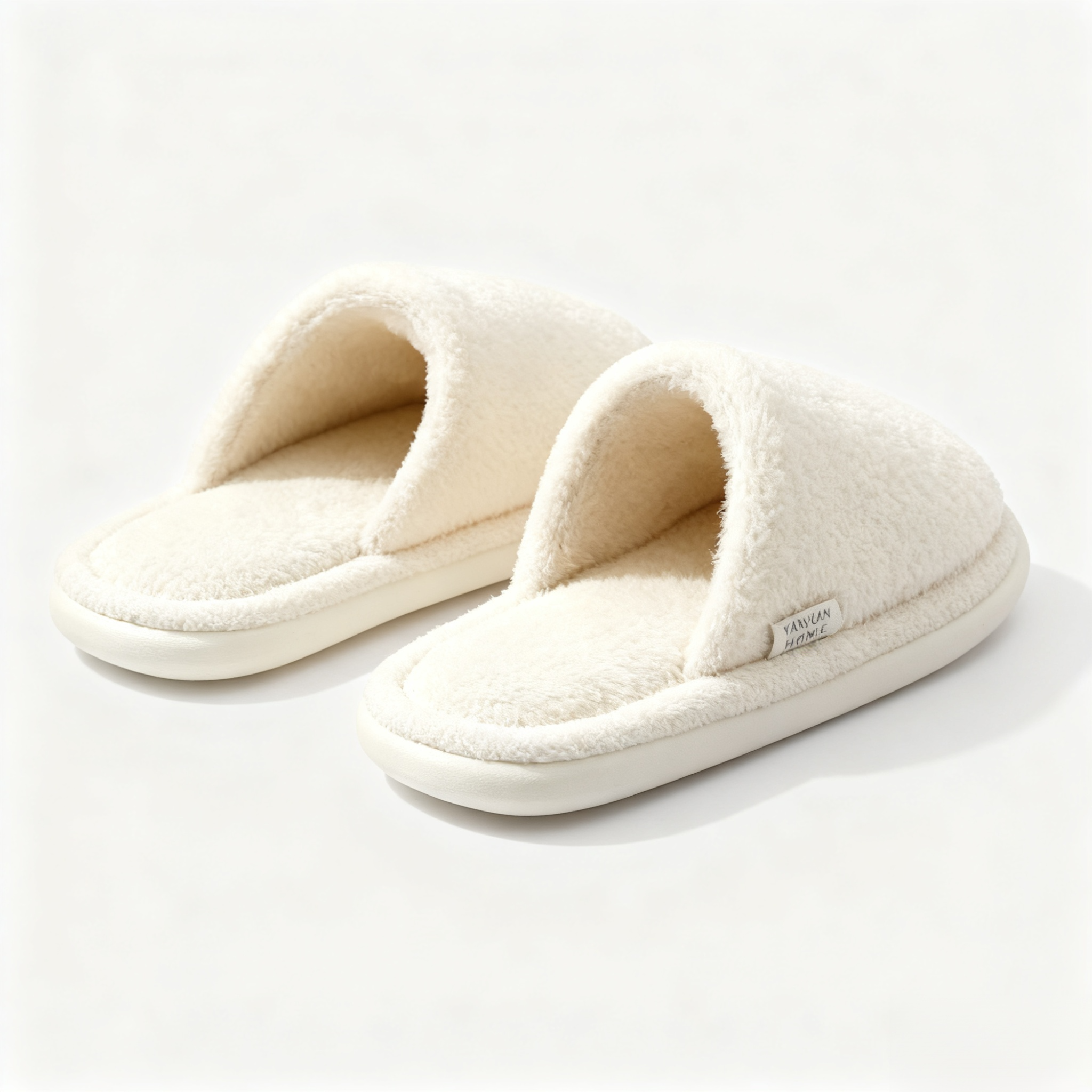 포근한 화이트 플러피 슬리퍼