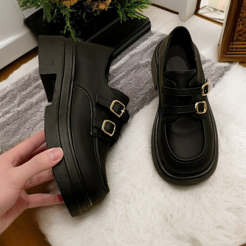 빈티지 통굽 키높이 여성 단화 여름 송편창 작은 구두 스커트 단화 여 빈티지 통굽 키높이 작은 구두