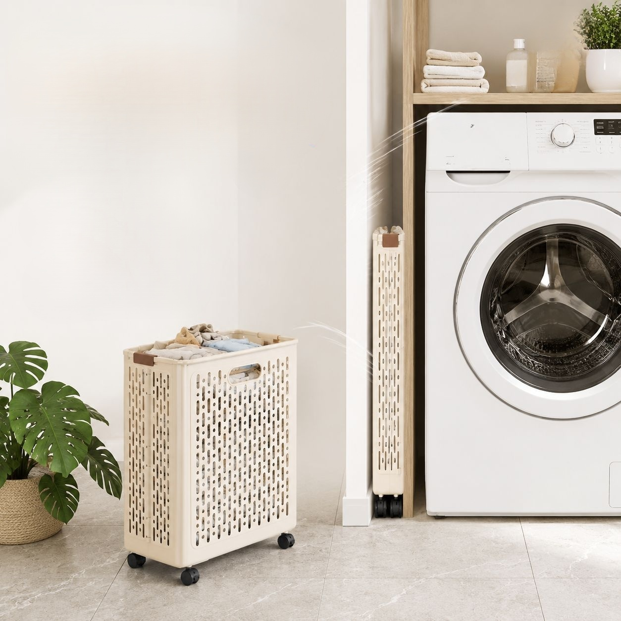 Cesta de ropa sucia plegable para baño