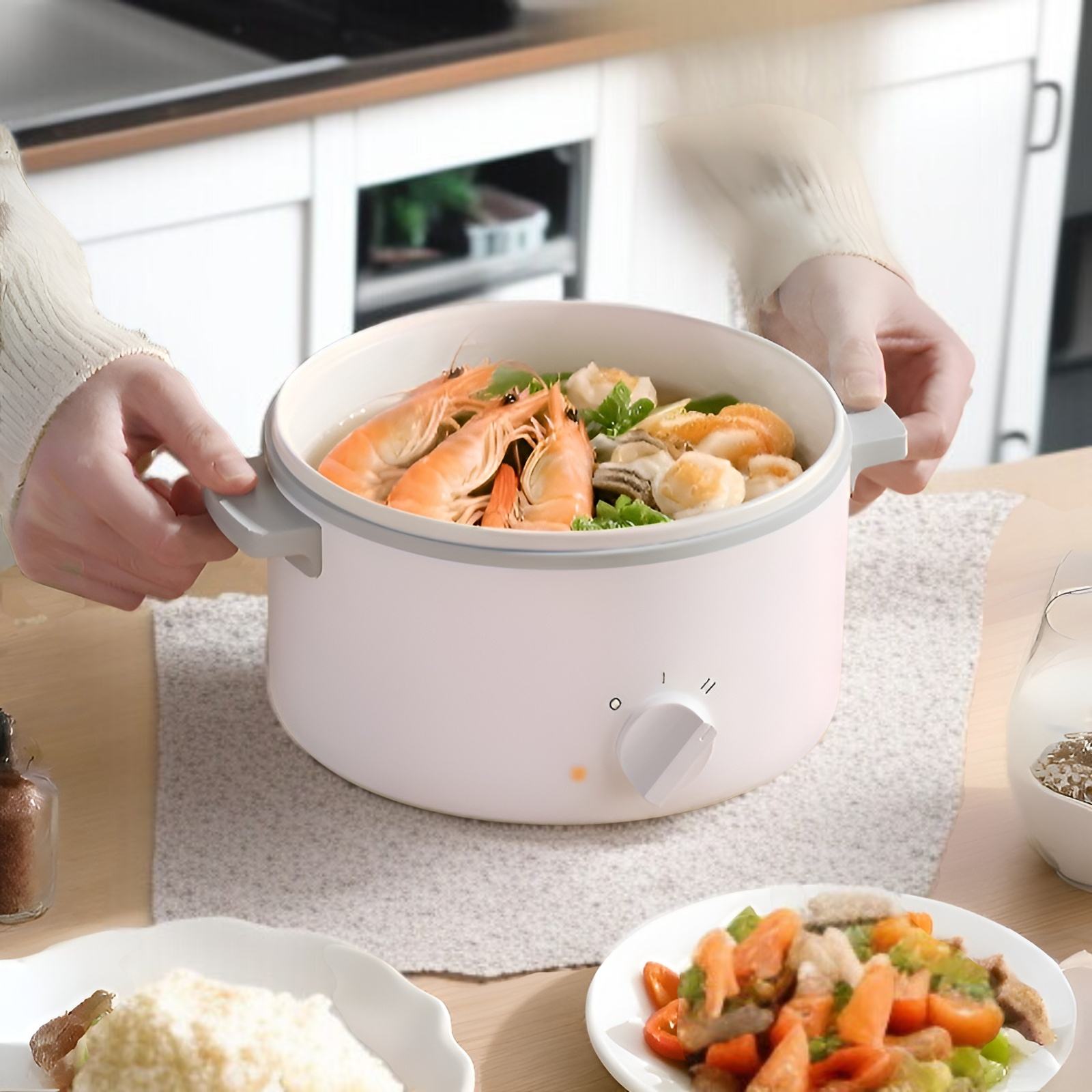 Kompakter multifunktionaler Tisch-Dampfgarer, 1,5L Kapazität, Zwei-Etagen, Schimmelresistent