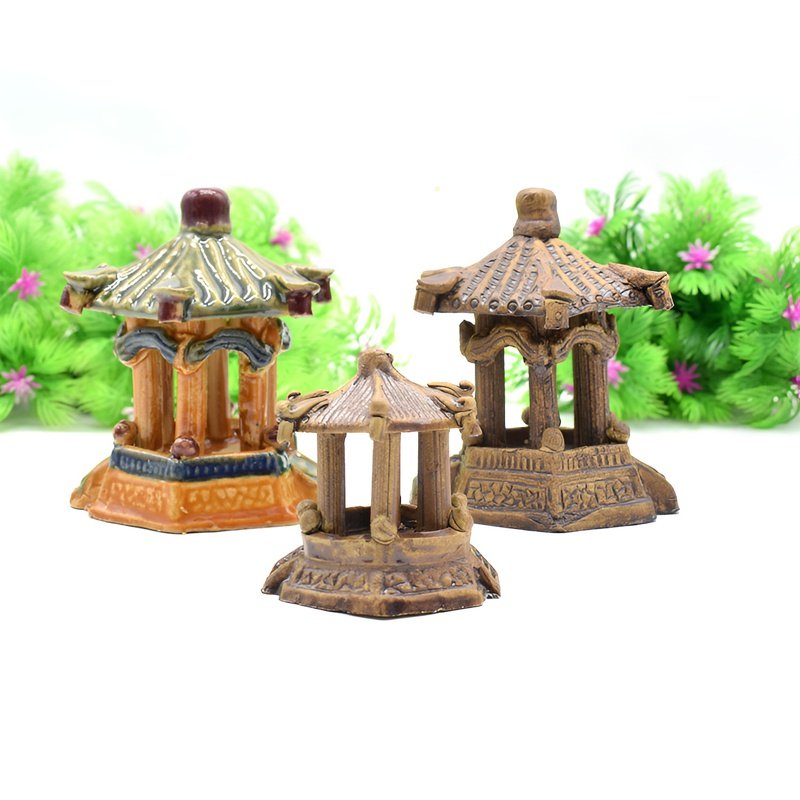 Decoración de pabellón hexagonal para paisajismo de acuarios