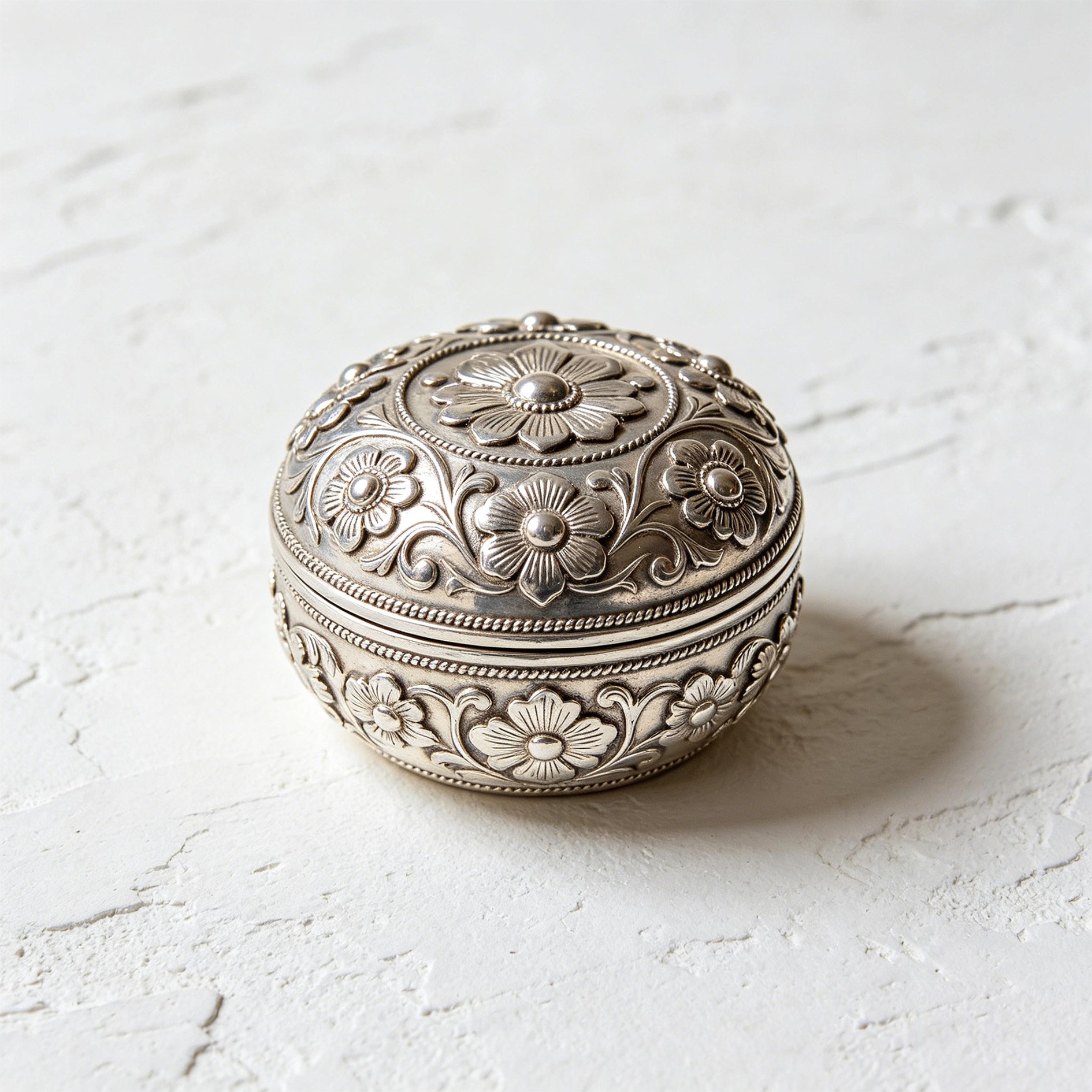 Schmuckbox aus Miao-Silber mit traditionellem Muster