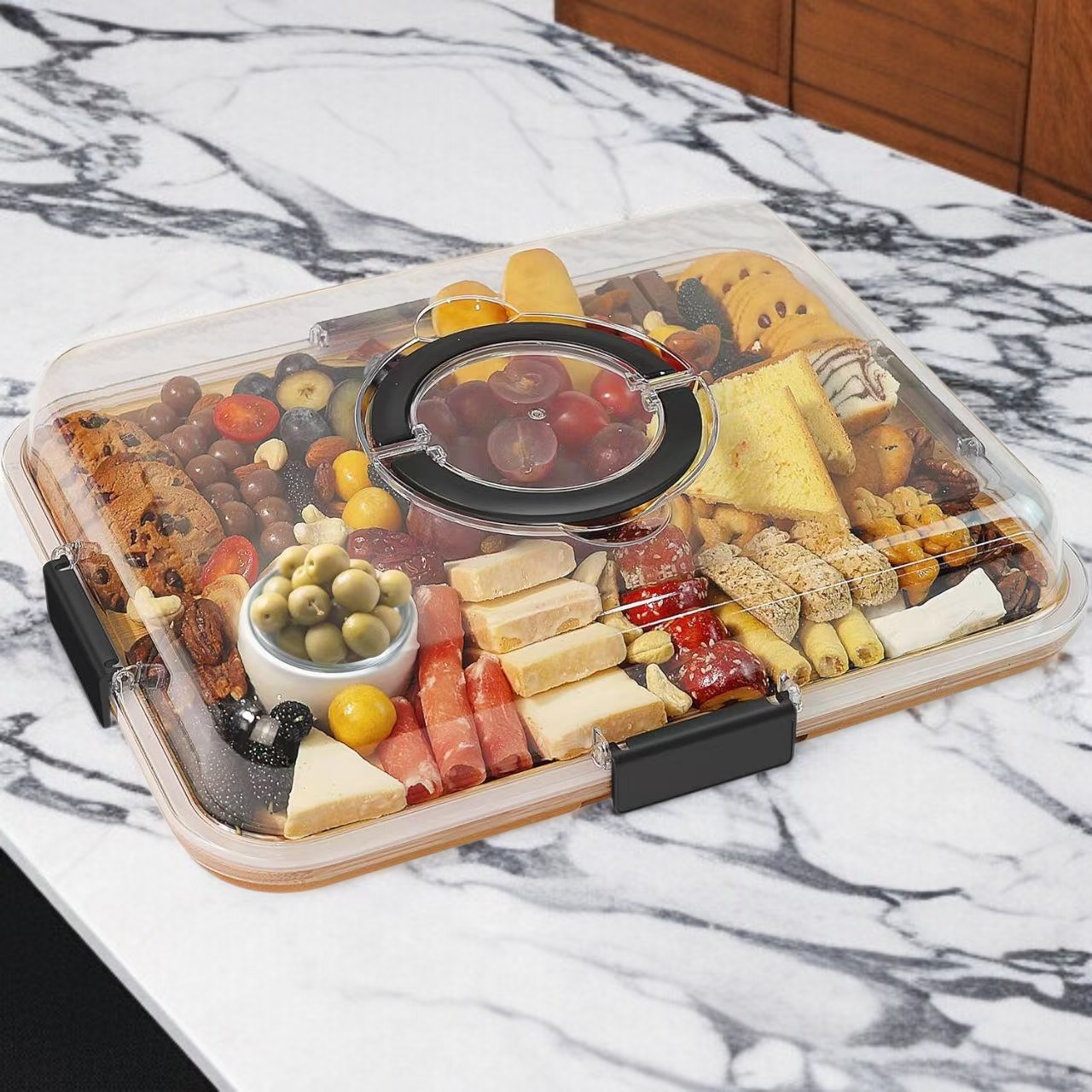 가정용 투명 덮개 나무 트레이