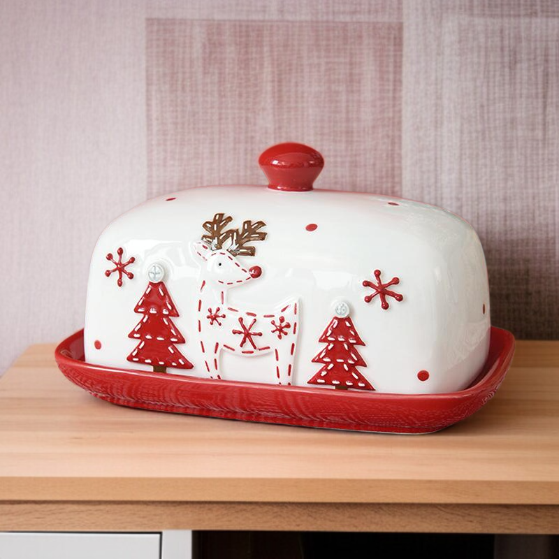 산타클로스 도자기 과자 수납판