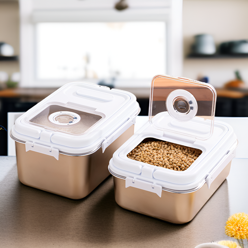 Stainless steel thickened airtight storage multi-functional rice bucket