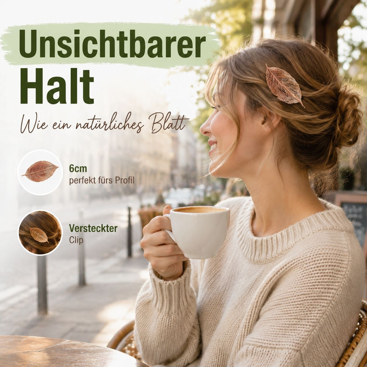 Modische BB-Haarspange mit gesticktem Blatt – Mädchen Seitenklammer Haarschmuck