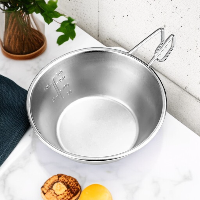 304不鏽鋼戶外露營碗 燒烤野餐炊具咖啡杯登山水杯