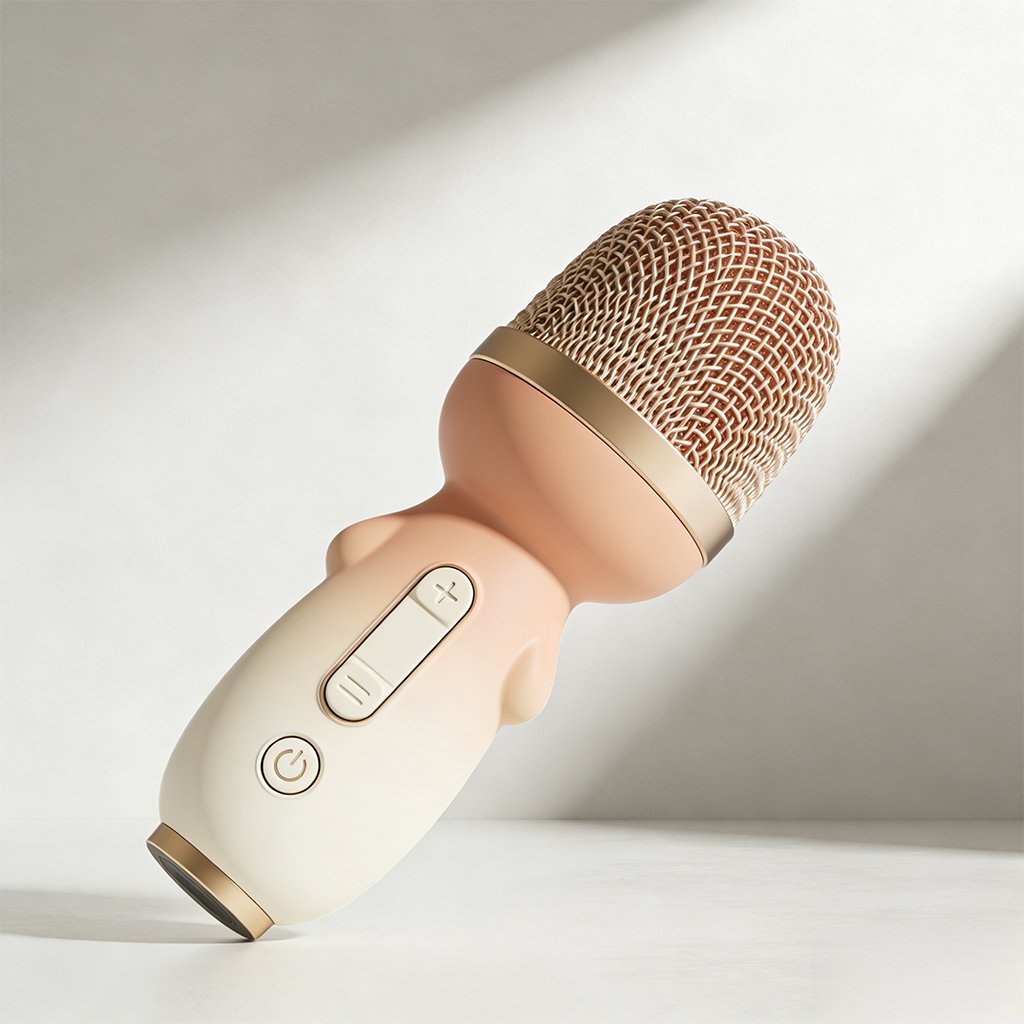 知育音楽マイクおもちゃで遊ぶ子供