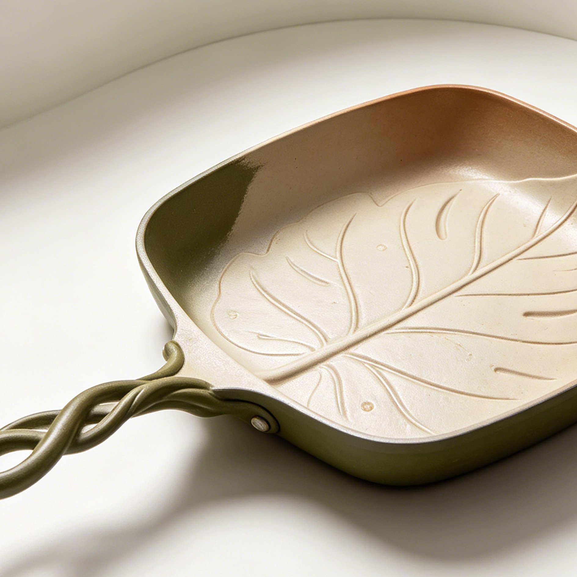 Poêle à frire sculptée en forme de feuille