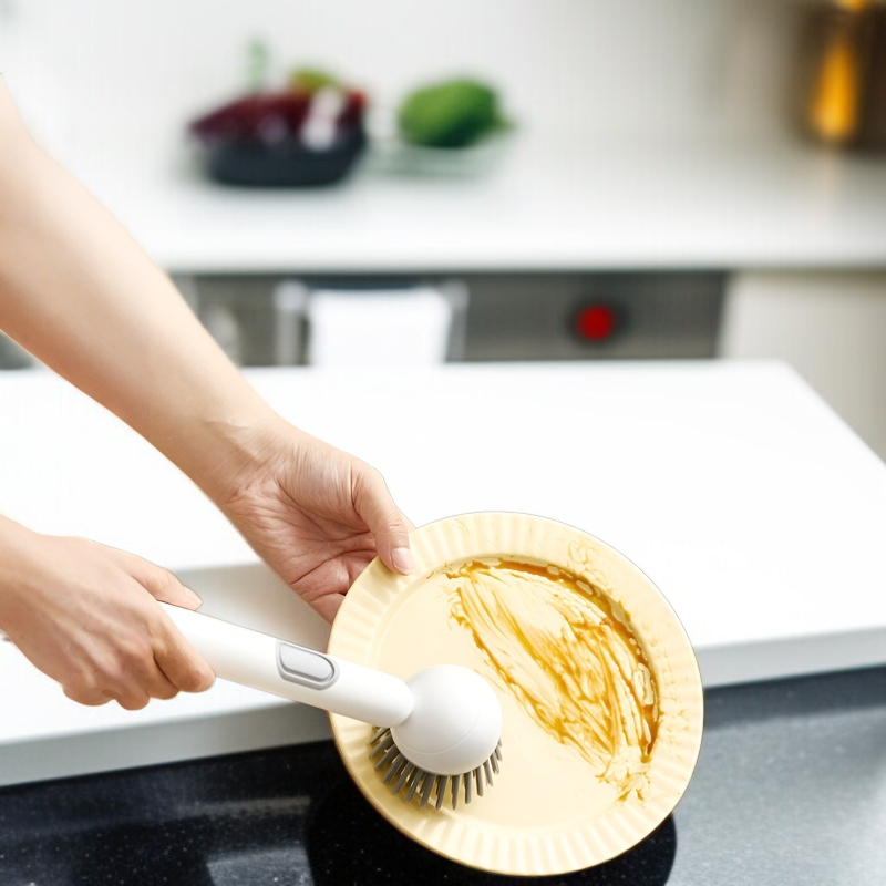 キッチン液体鍋ブラシ 長い柄 回転式ブラシ 家庭用掃除ブラシ ワイヤーボール交換用