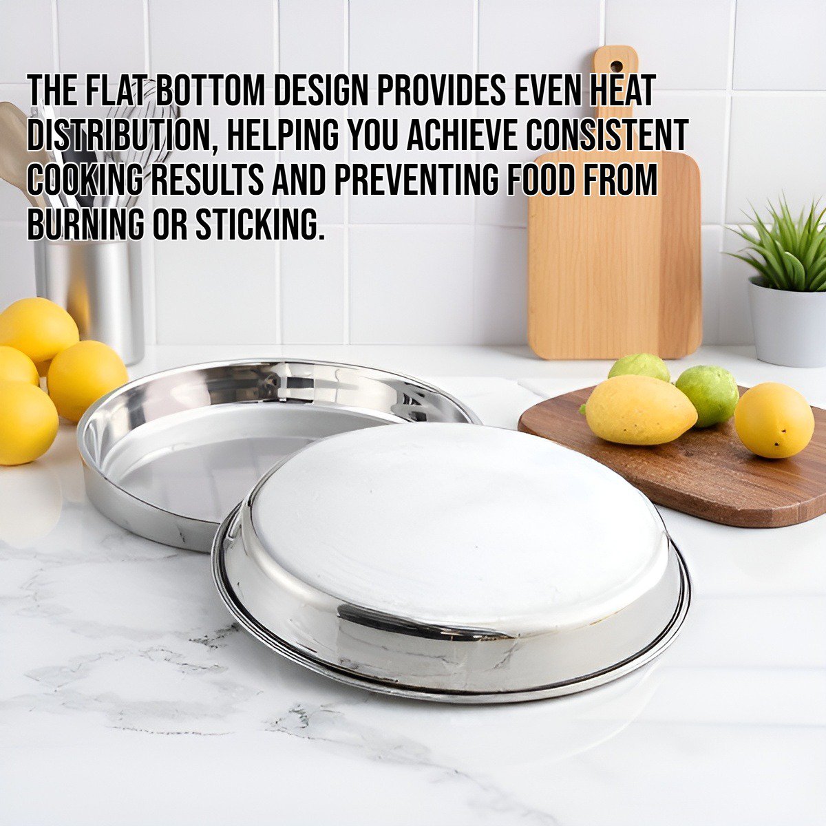 Stainless steel flat bottomed disc for kitchen use