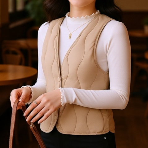 新しい冬スタイルの女性のダウンシルクベスト、軽量で暖かいフリースベスト、ショートベスト、インナーレイヤー