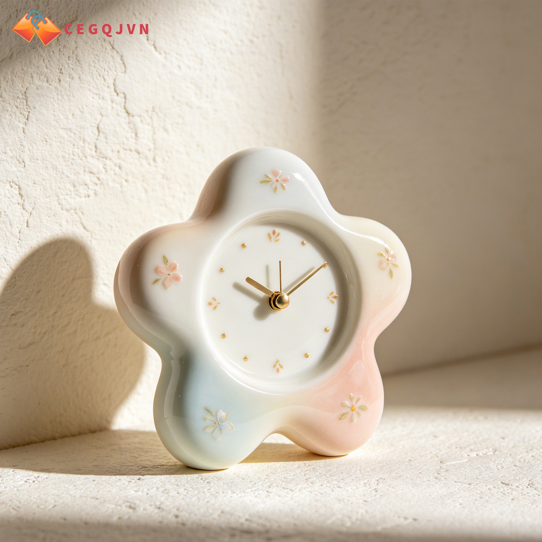 Flower-shaped ceramic clocks (2 pieces)