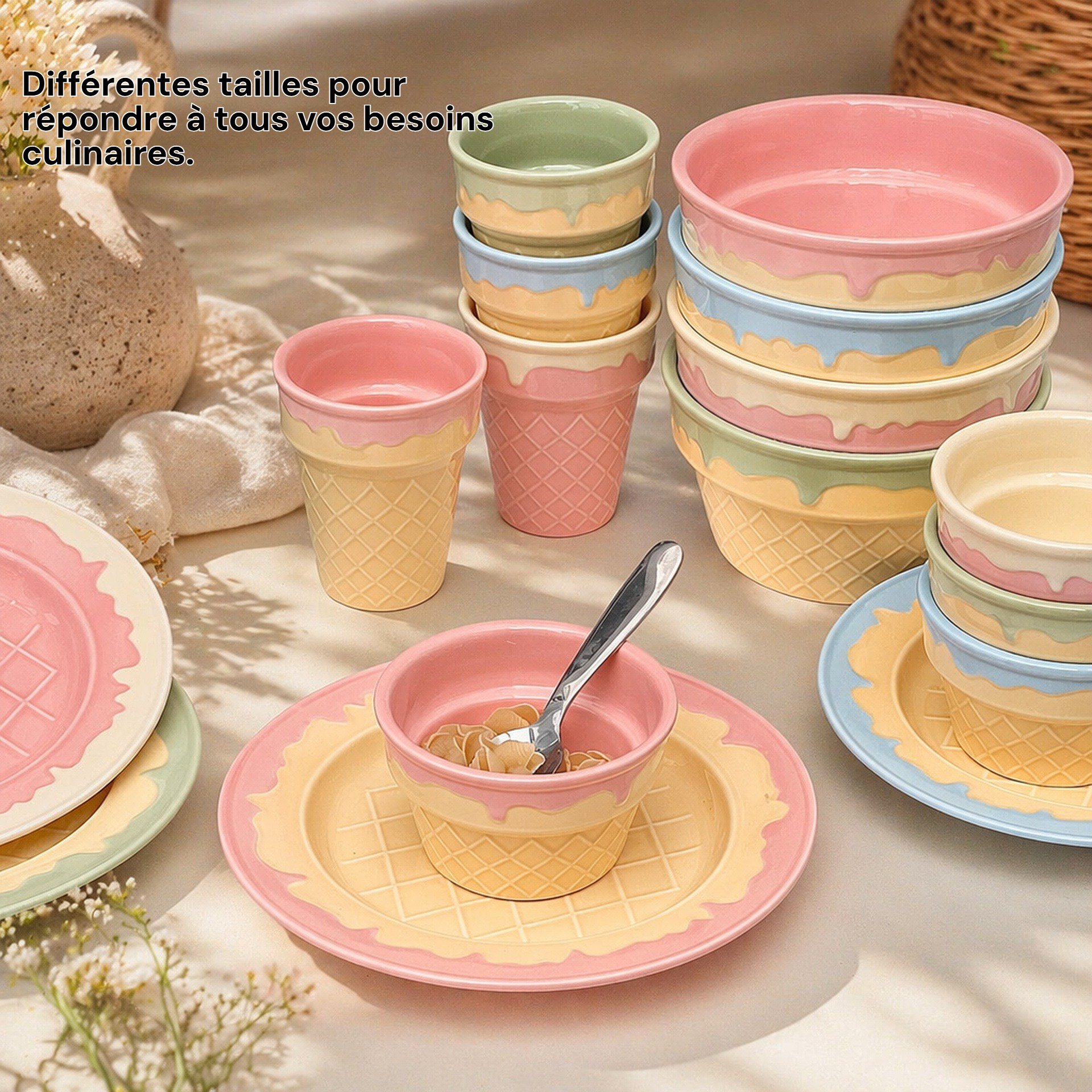 Ensemble de vaisselle en céramique mignon en forme de glace