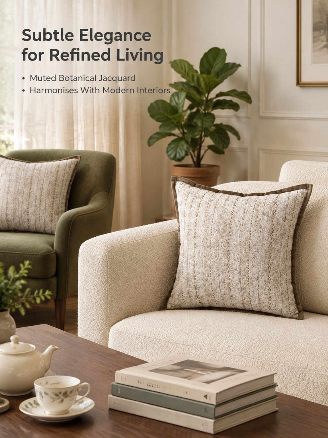 Luxury chenille floral throw pillow cover with Chinese-inspired design