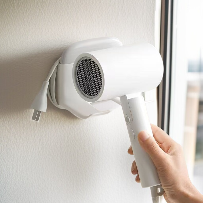 화장실 다용도 수납선반 벽걸이 헤어드라이어 투인원 펀치프리 설치 수납선반 투인원 욕실 수납선반