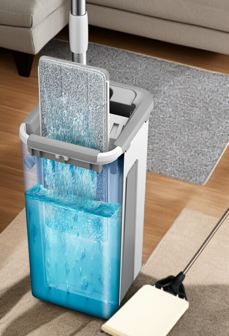 家庭用ハンドフリーフラットモップドライ＆ウェットレイジーモップ