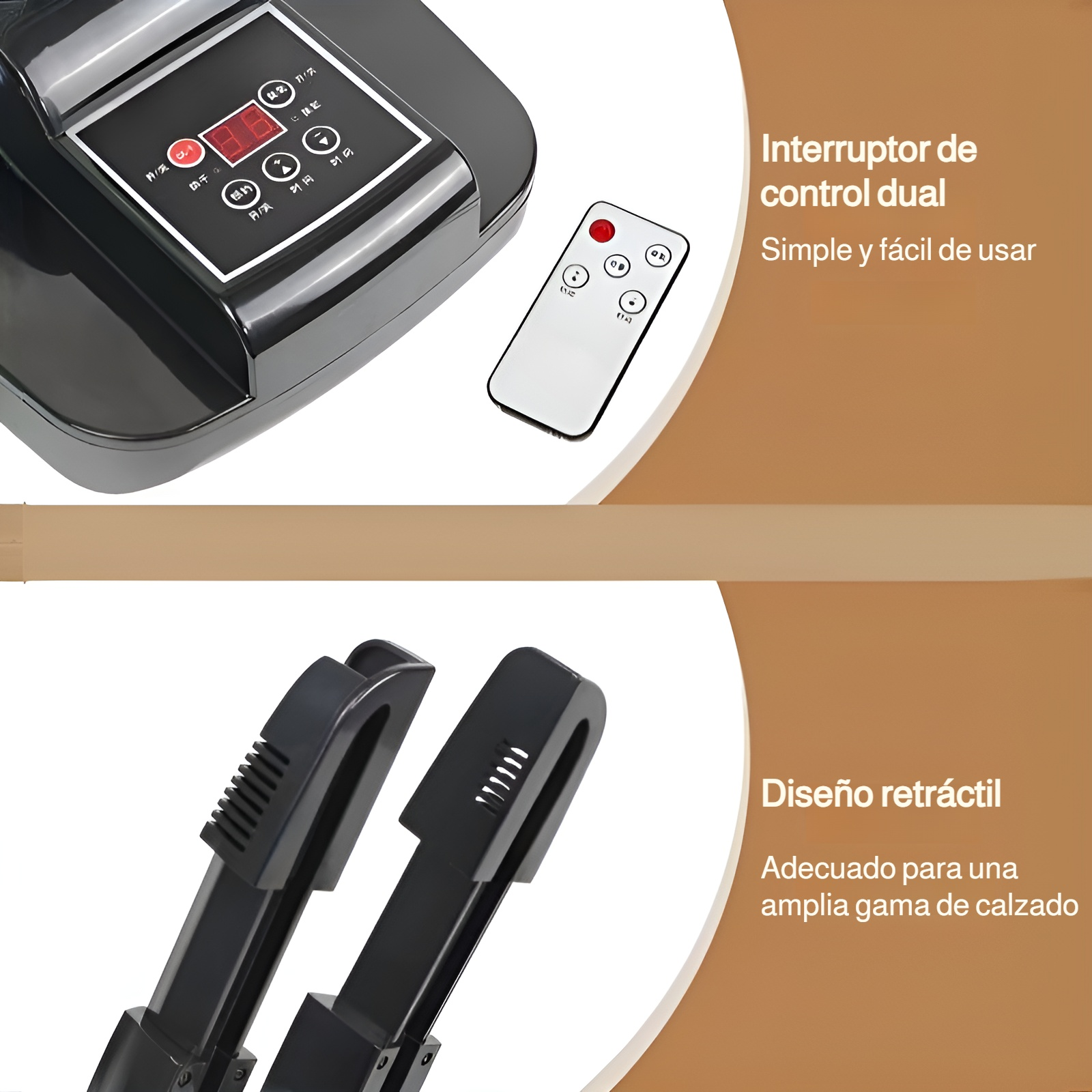 Primer plano del dispositivo eliminando el mal olor en zapatillas