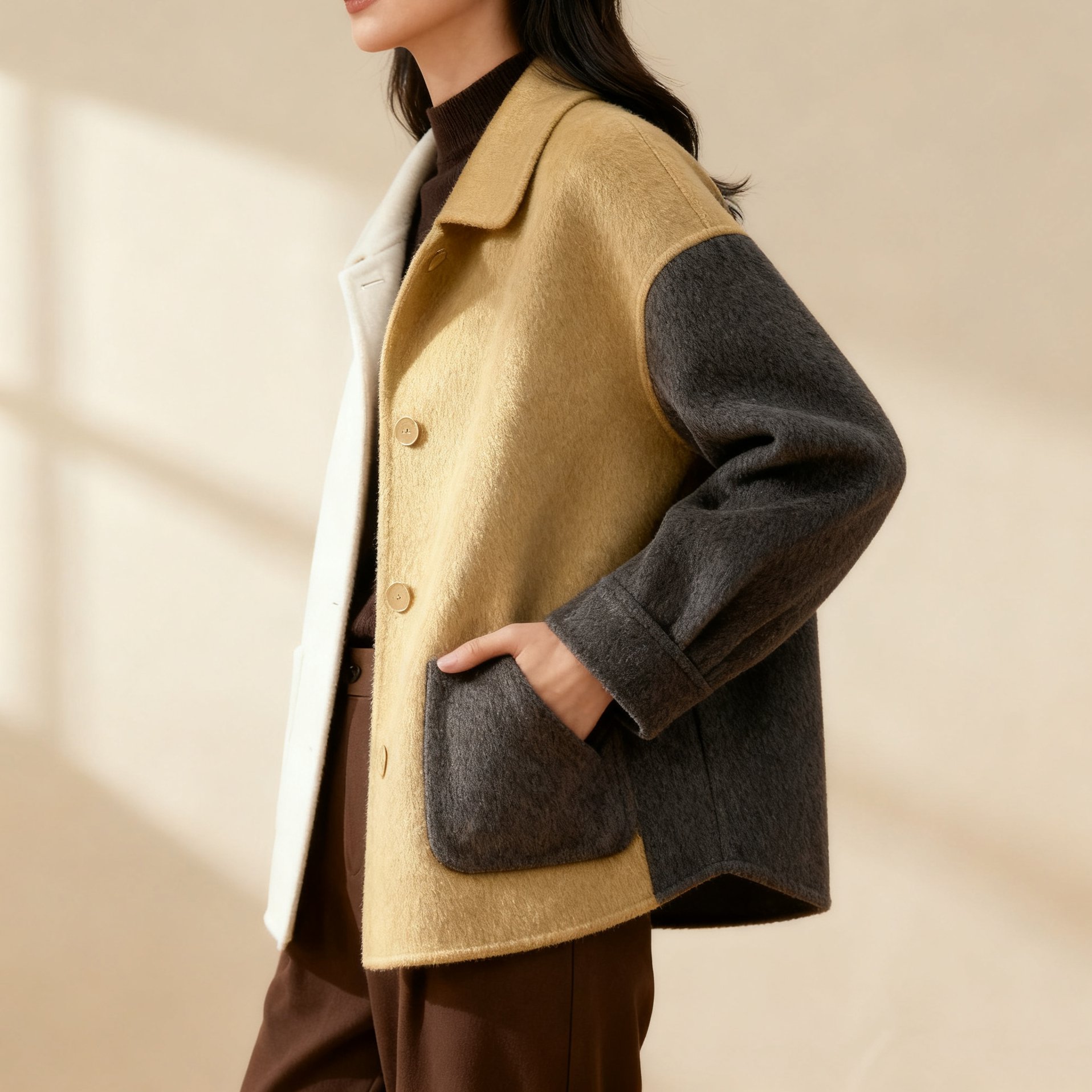 스타일리시한 컬러 배색 자켓 디테일