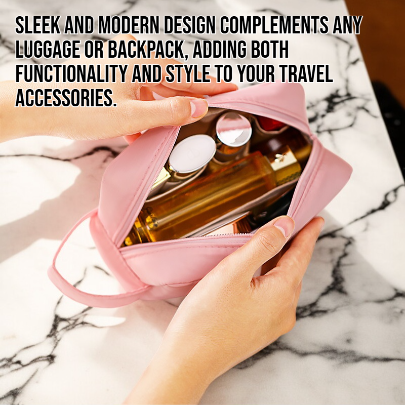 Large capacity travel toiletry organizer open to show compartments