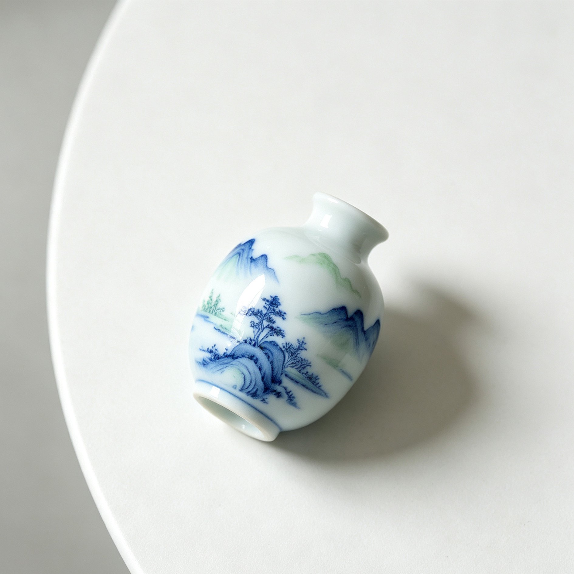 Jingdezhen hand-painted porcelain bottle close-up