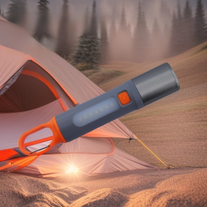 Flashlight outdoor long-range strong light hook telescopic zoom portable USB