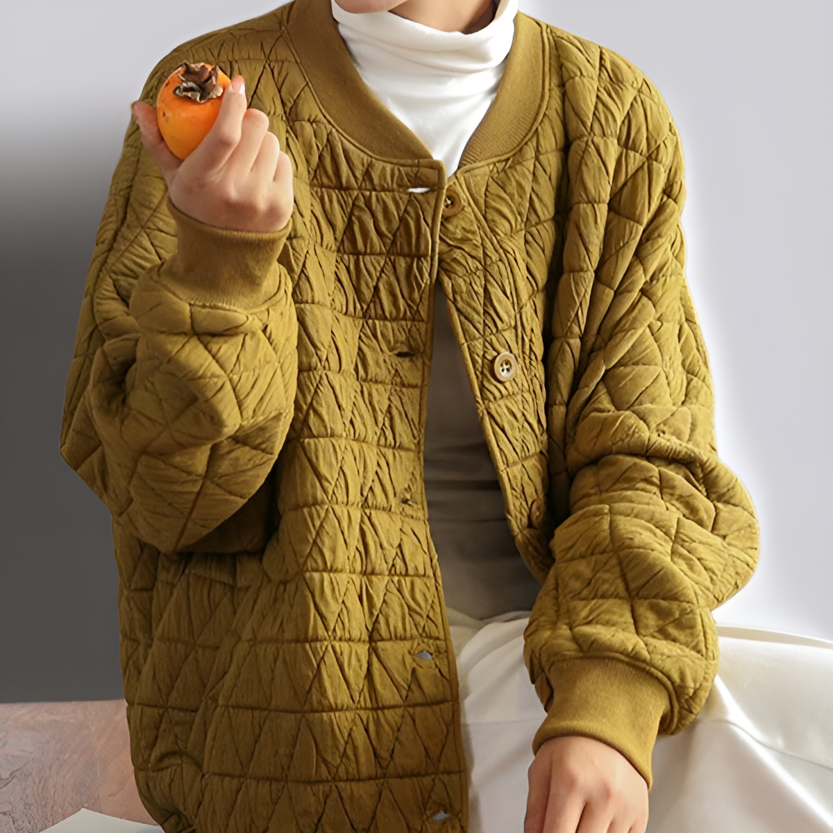 여성용 겨울 두꺼운 루즈 다이아몬드 패턴 코튼 코트