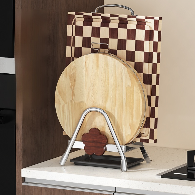 Multi-functional Vintage Style Thick Birch Cutting Board Rack