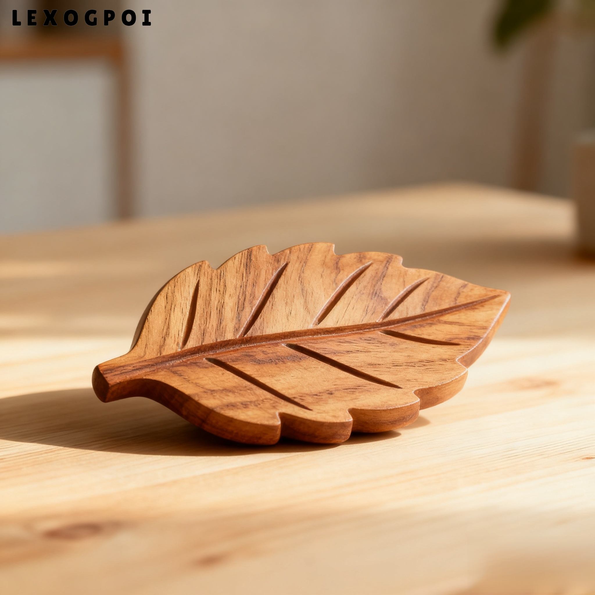 견고한 나무 잎 모양 쟁반 장식품 (5개)