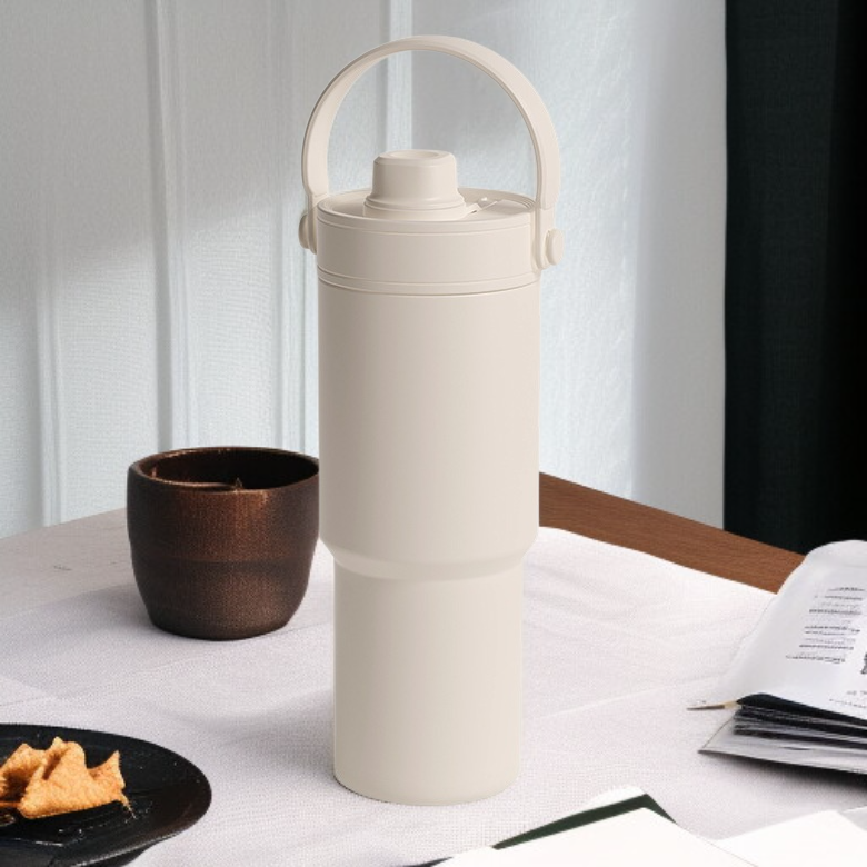 차량용 이중 드링크 커피컵 316 스테인리스 세라믹 내피 차망 보온 빨대컵