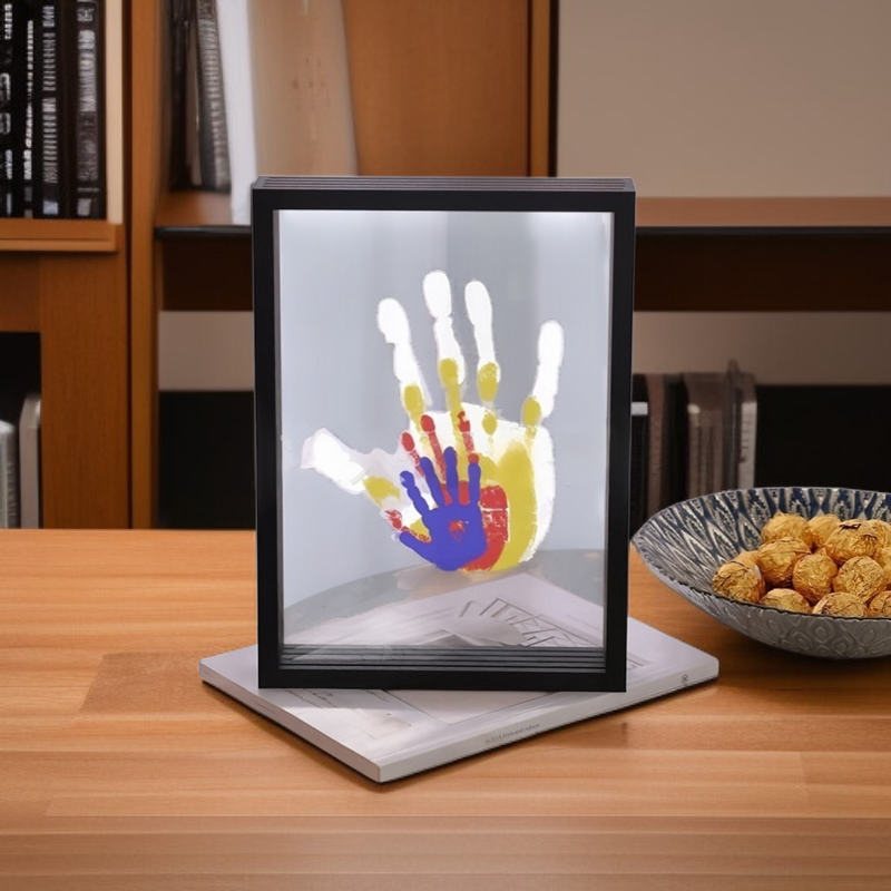 Transparentes Familien-Handabdruck-Fotorahmen-Set für DIY-Kunstdruck