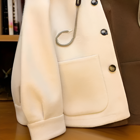 따뜻한 후드가 달린 롱코트 뒷모습