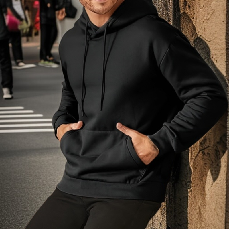 남성용 캐주얼 후드티, 허리끈 조절형 풀오버, 긴팔 셔츠