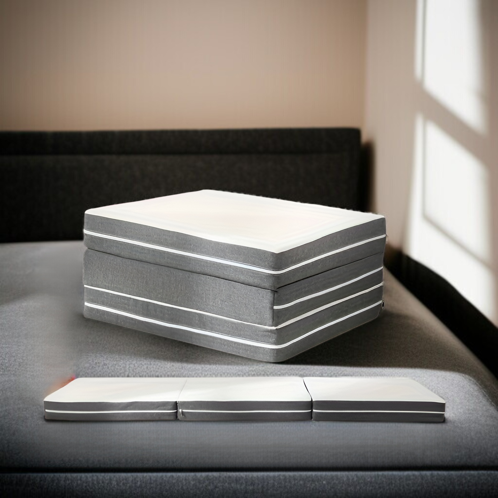 三つ折りマットレス、メモリーフォーム折りたたみマットレス、フロア折りたたみベッドクッション、圧縮マットレス